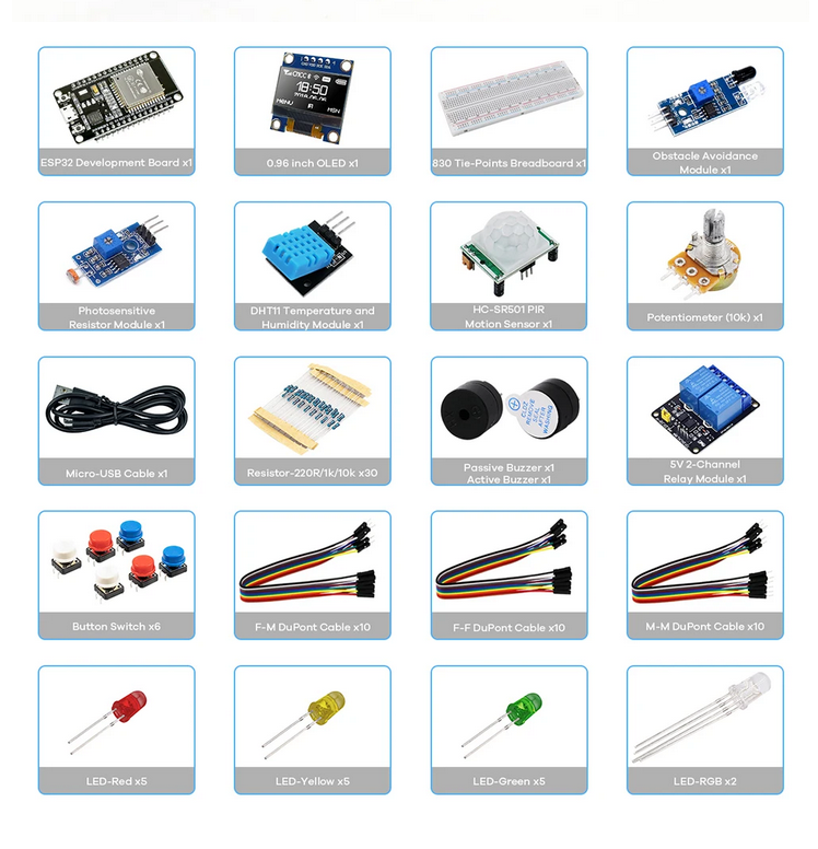 ESP32 Starter Kit – Комплект за програмиране, IoT, Arduino, сензори